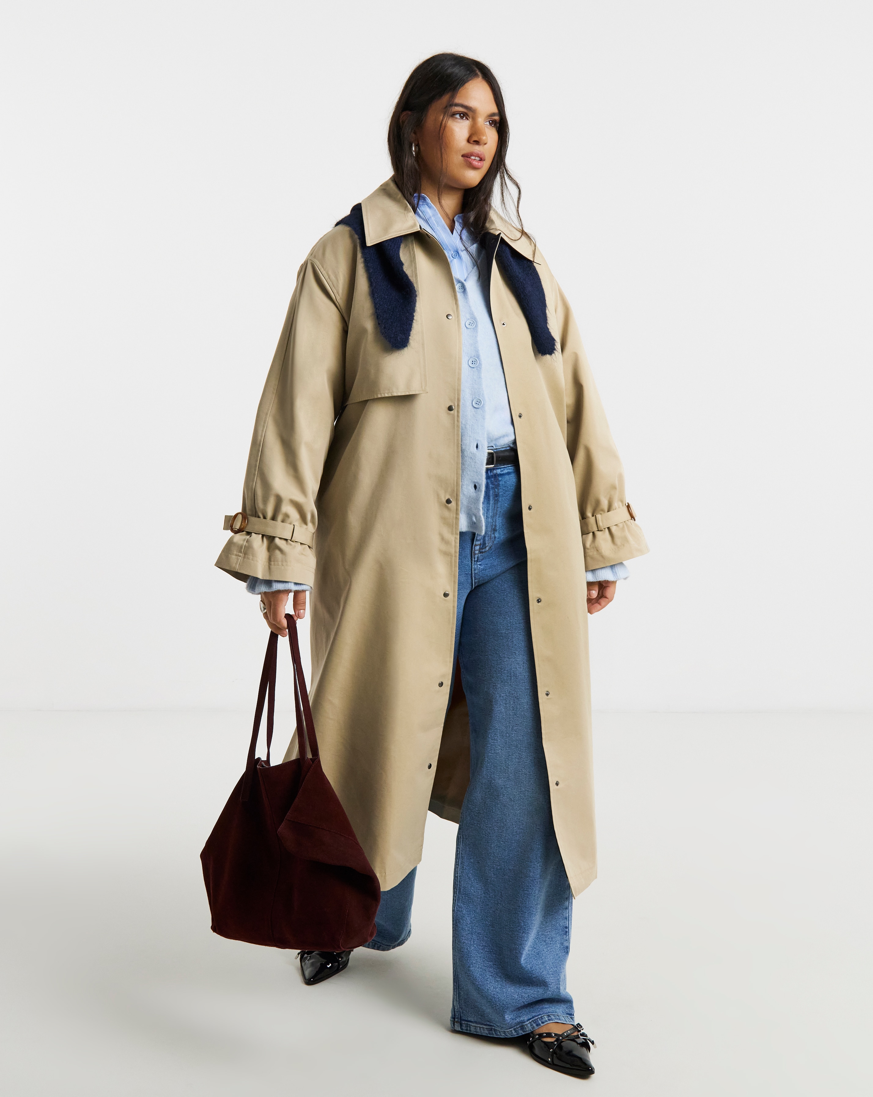New In - Stone Maxi Trench Coat