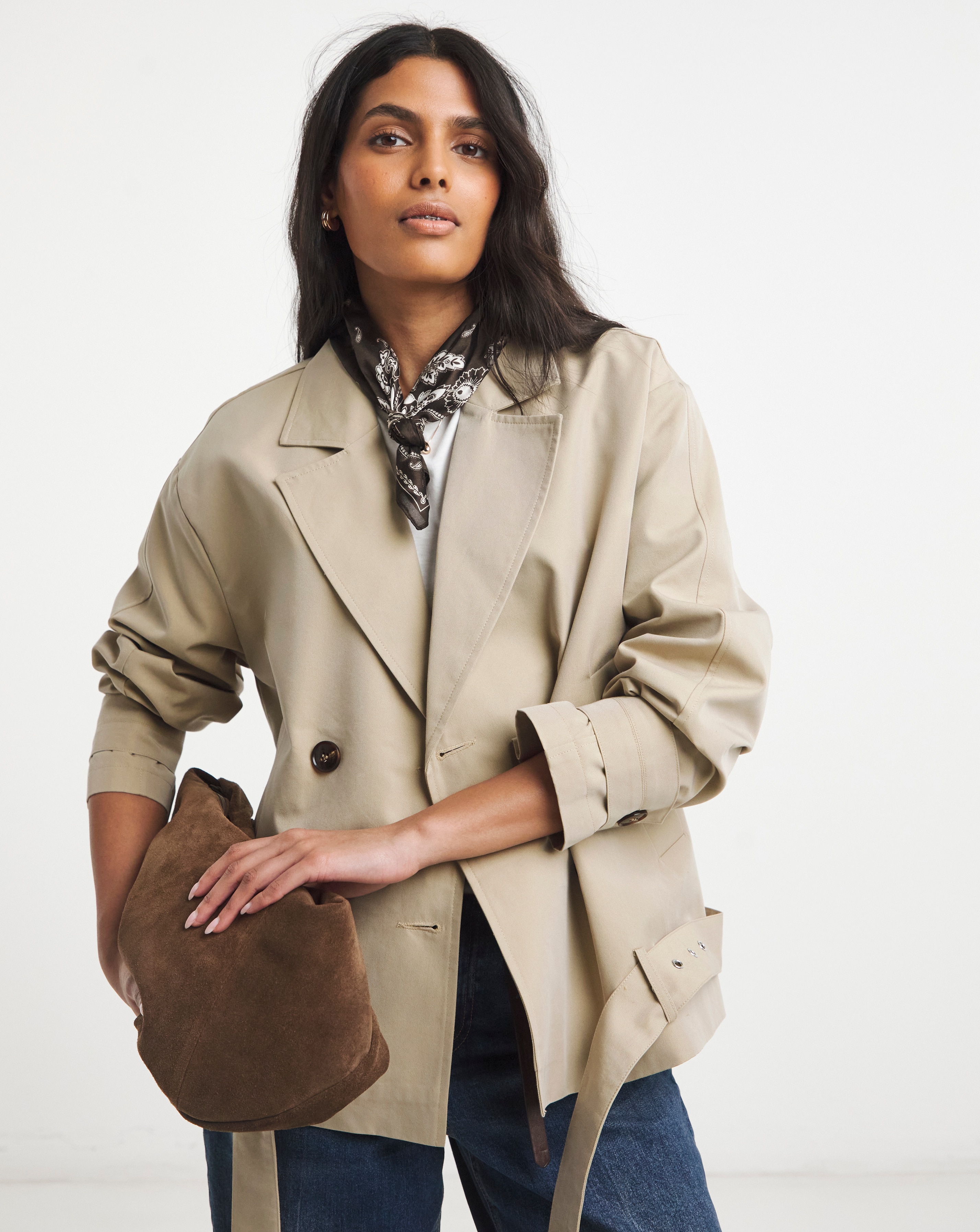 New In - Stone Blouson Sleeve Trench