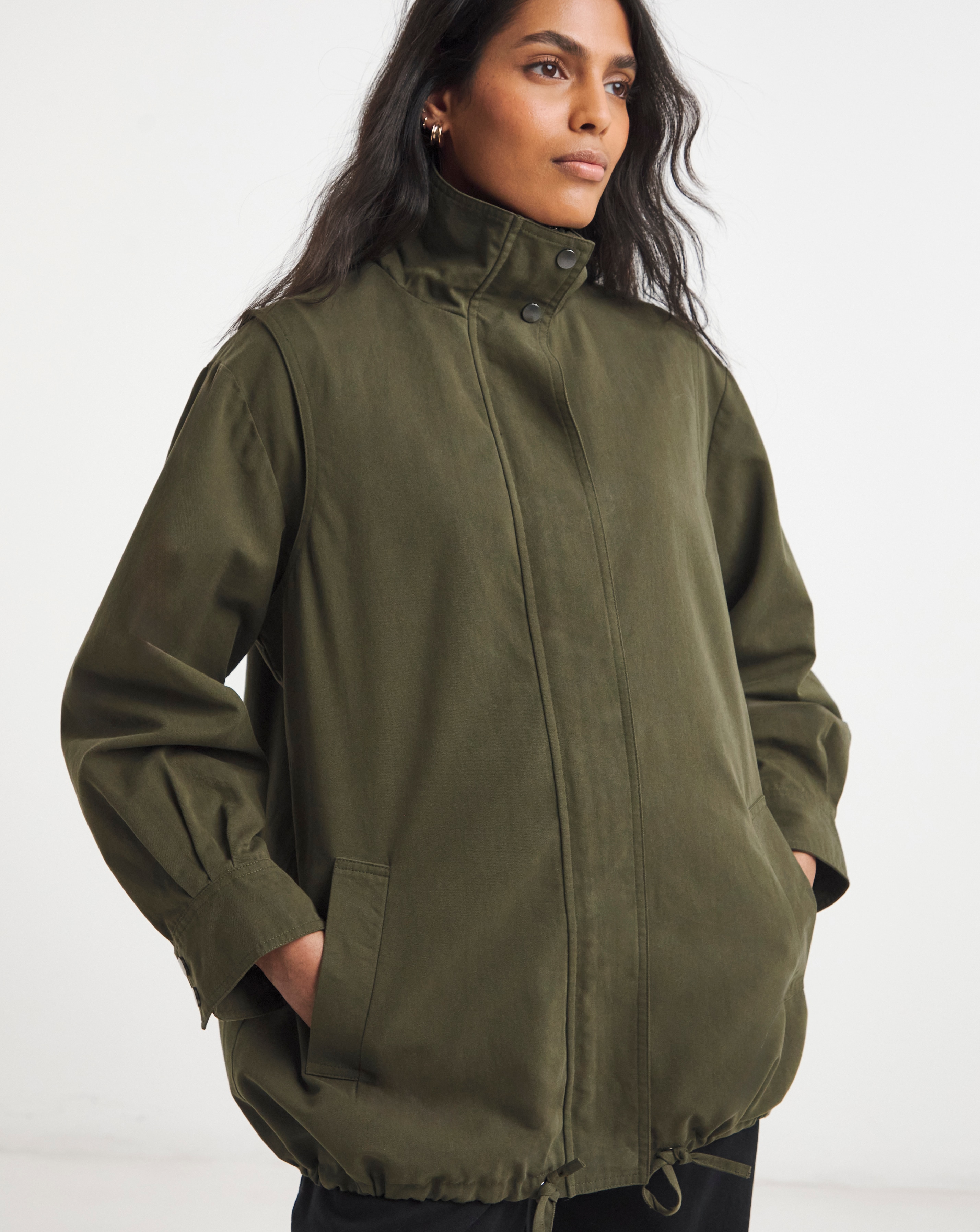 New In - Simply Be Khaki Funnel Neck Jacket