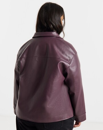 Blackcurrant Faux Leather Button Through Shacket