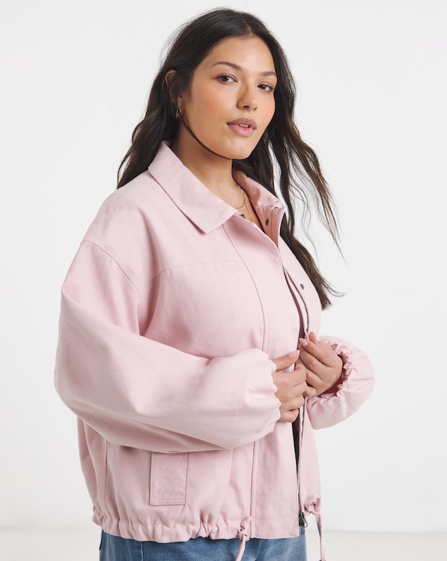 Simply Be Pink Cotton Lyocell Short Parka Jacket
