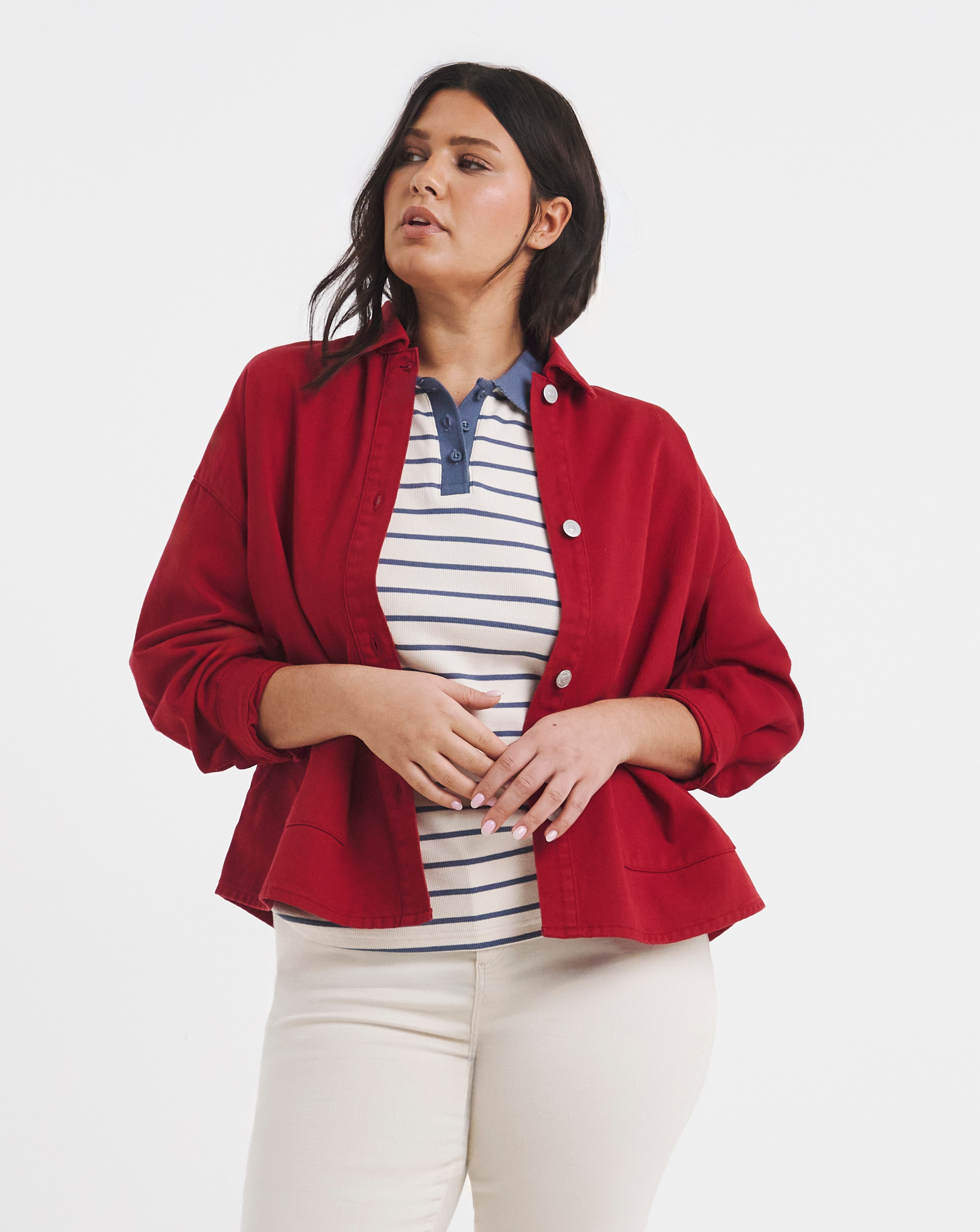New In - Simply Be Red Button Utility Jacket