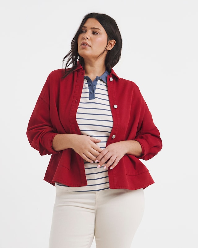 Simply Be Red Button Through Red Utility Jacket