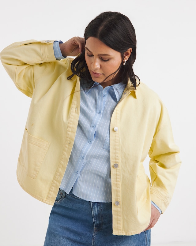 Simply Be Buttermilk Yellow Button Through Utility Jacket