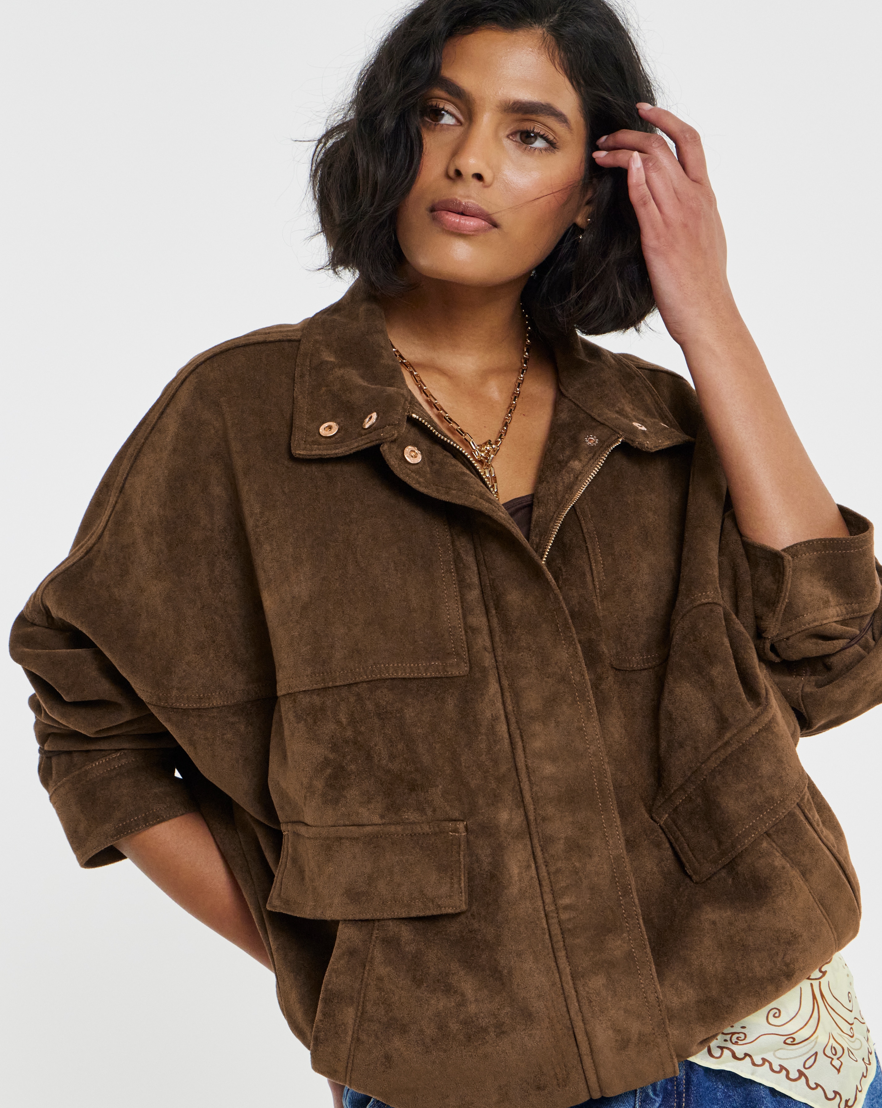 New In - Simply Be Funnel Neck Suedette Jacket