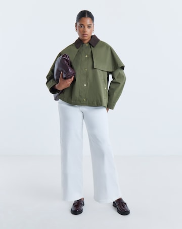 Olive Cord Collar Cape Jacket