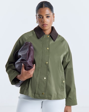 Olive Cord Collar Cape Jacket