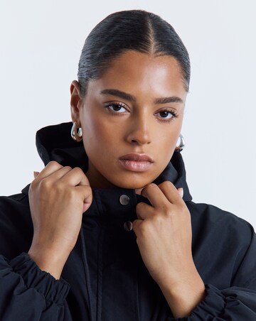 Black Hooded Swing Parka Jacket
