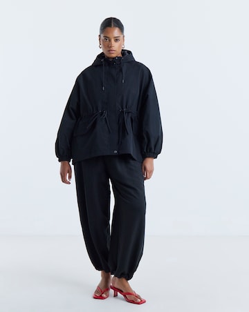 Black Hooded Swing Parka Jacket