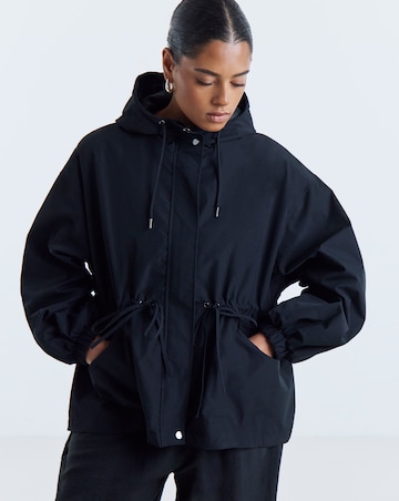 Black Hooded Swing Parka Jacket