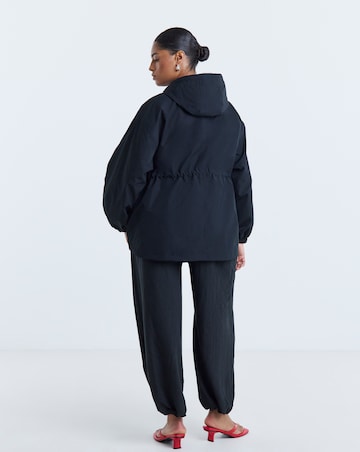 Black Hooded Swing Parka Jacket