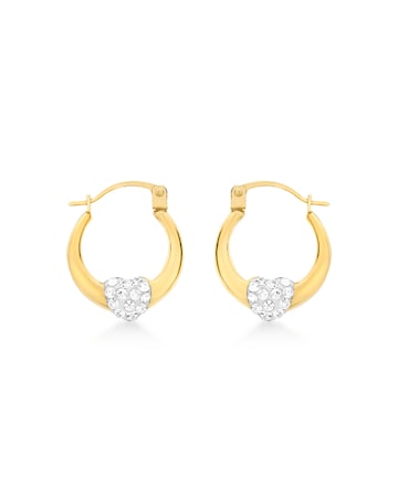 9ct Gold Crystalique Heart Earrings