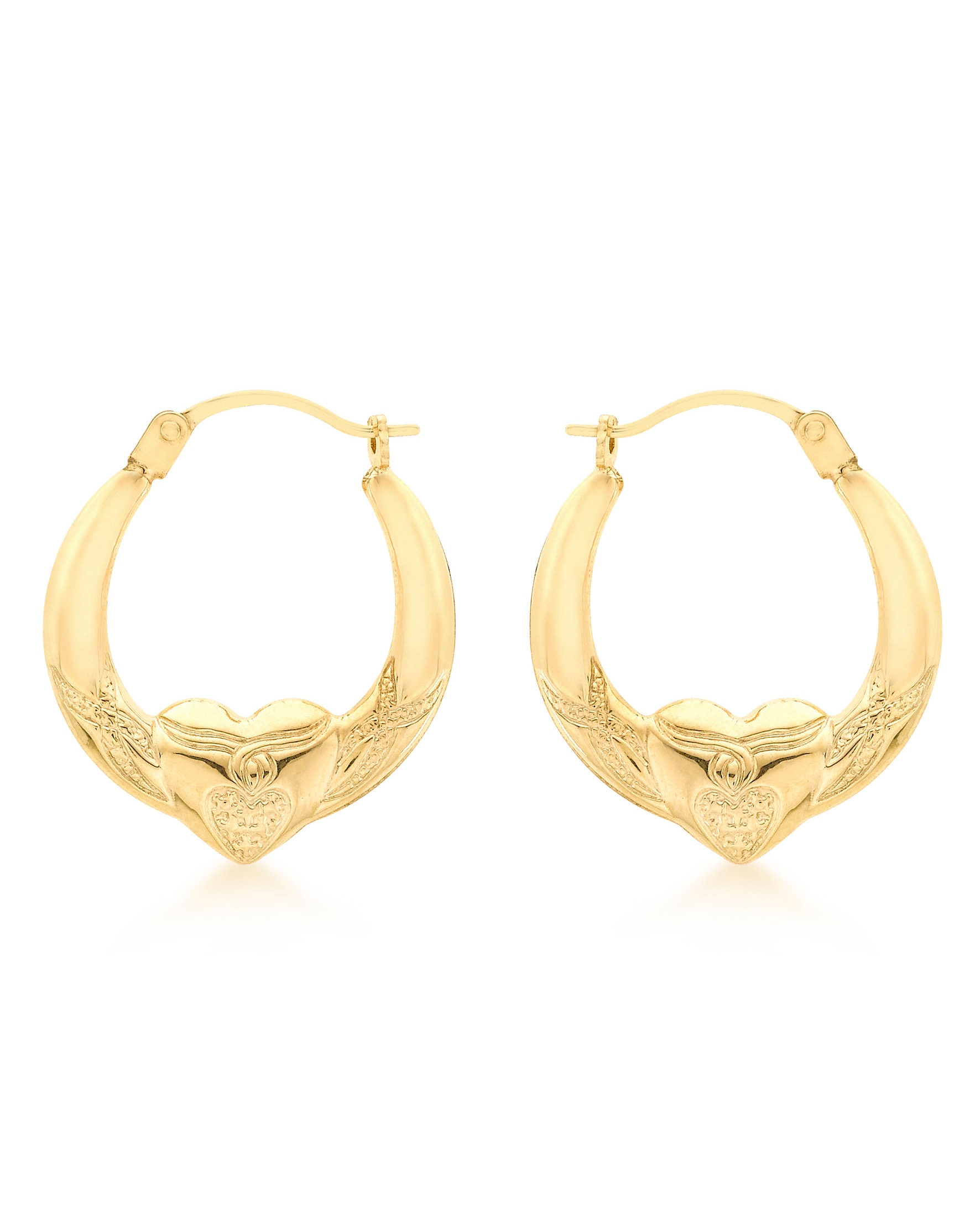 9ct Gold Heart Creole Earrings