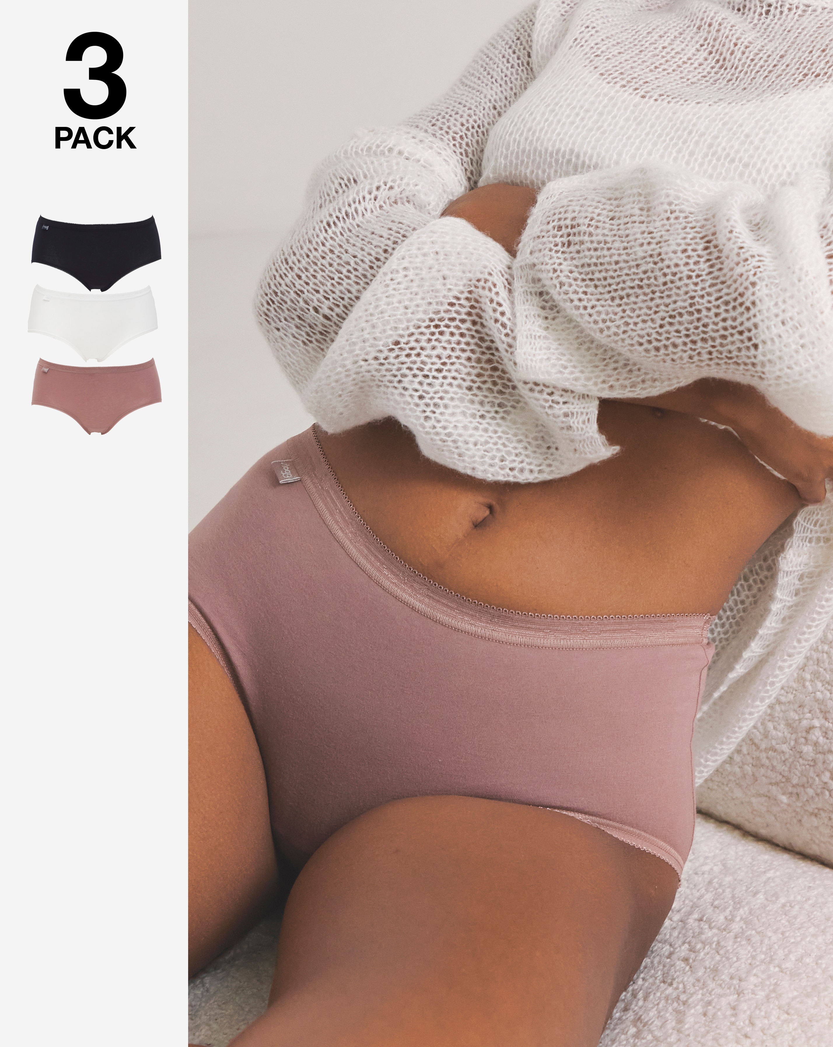 Sloggi 3Pk Basic Midi Knicker Cocoa Mult