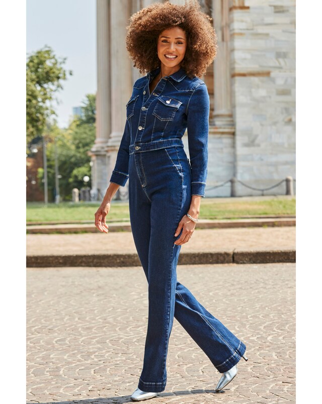 Sosandar Western Bootcut Jumpsuit - Indigo