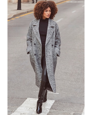 Sosandar Herringbone Mixed Wool Coat