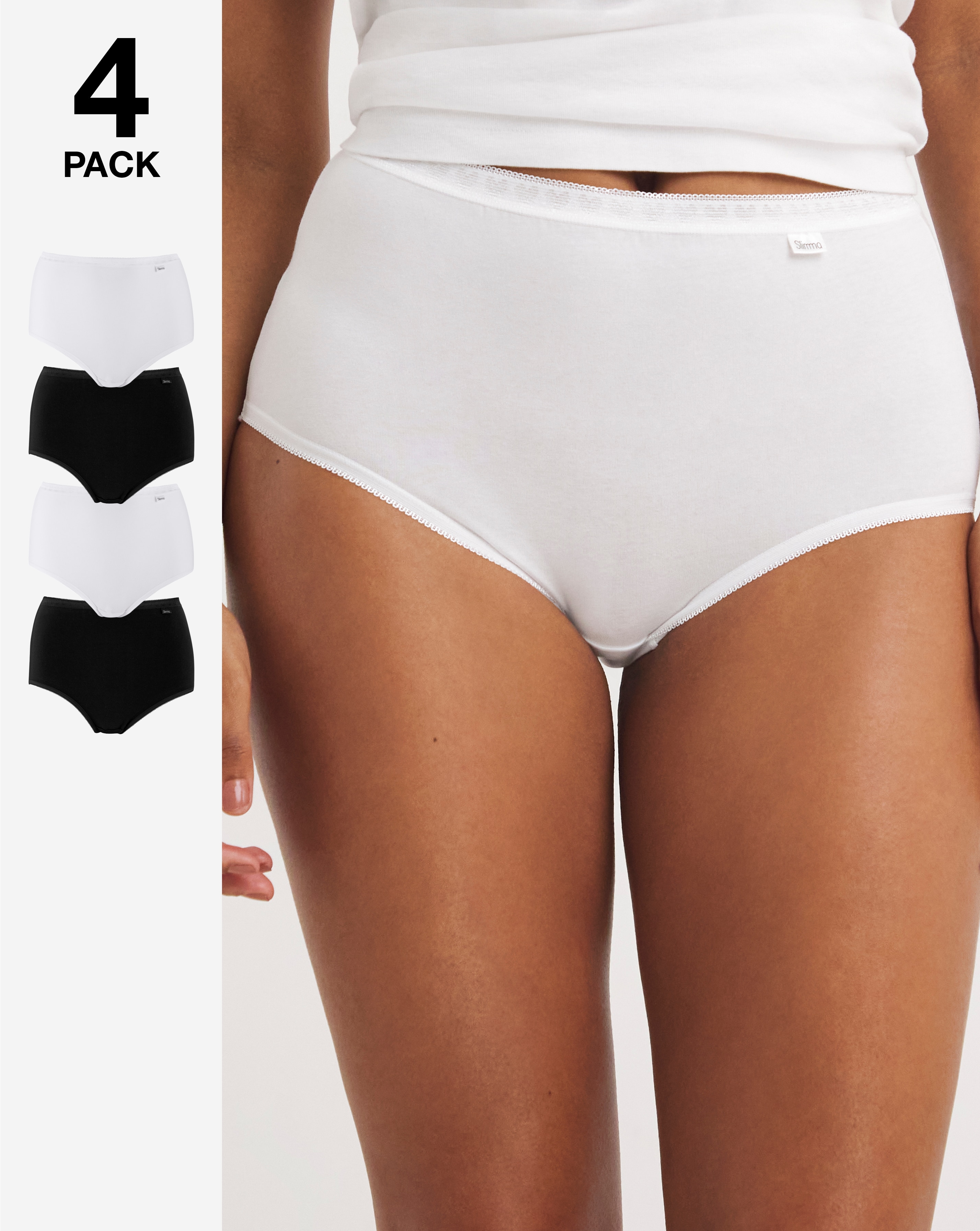 Slimma 4 Pack Full Knickers Black/White