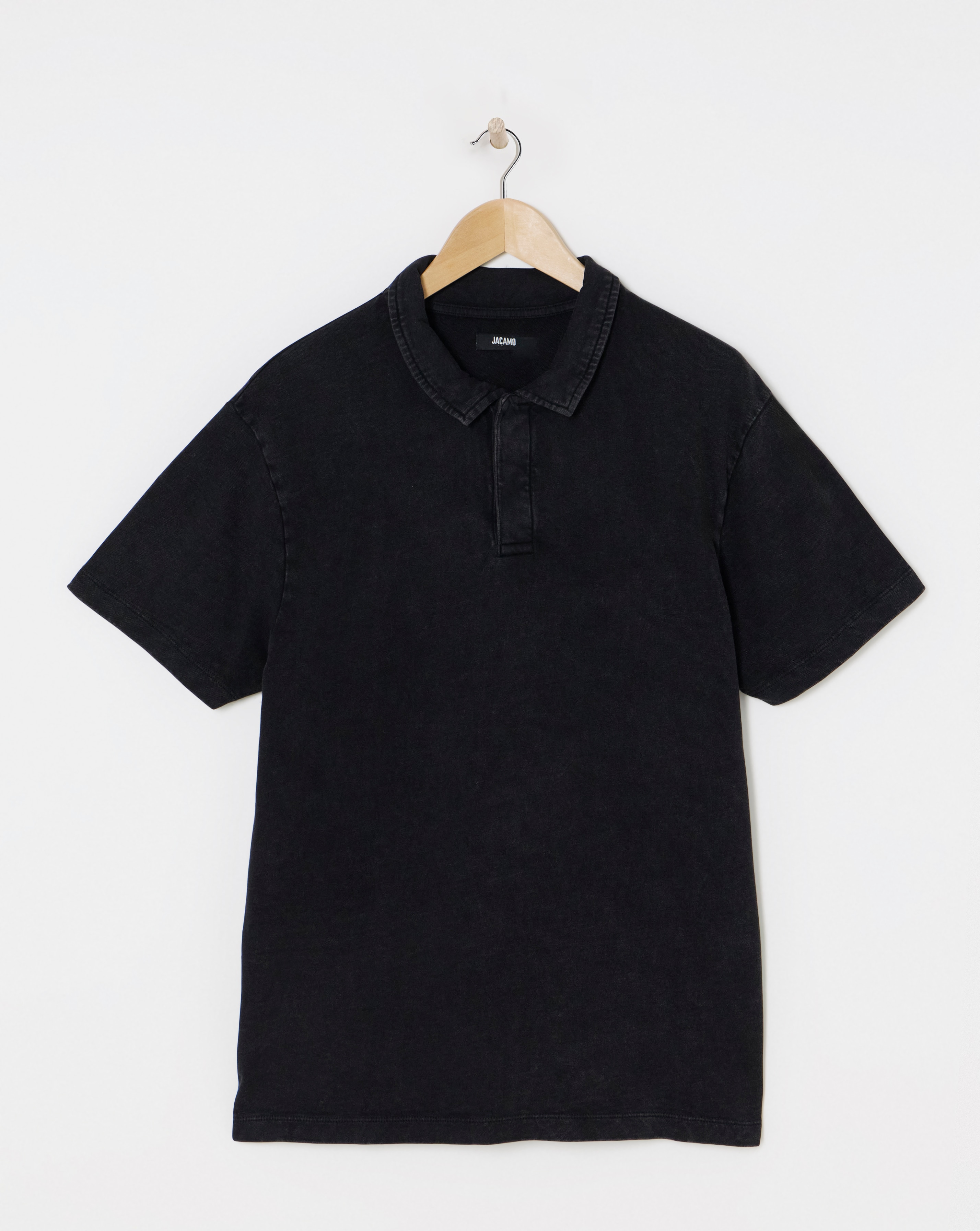Garment Washed Relaxed Fit Loopback Polo