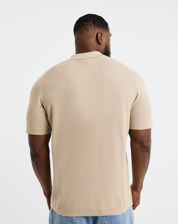Jack & Jones Max Knitted Zip Polo - Natural