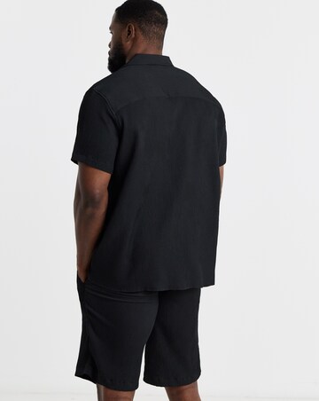 Jack & Jones Harrison Textured Shirt & Short Set - Black