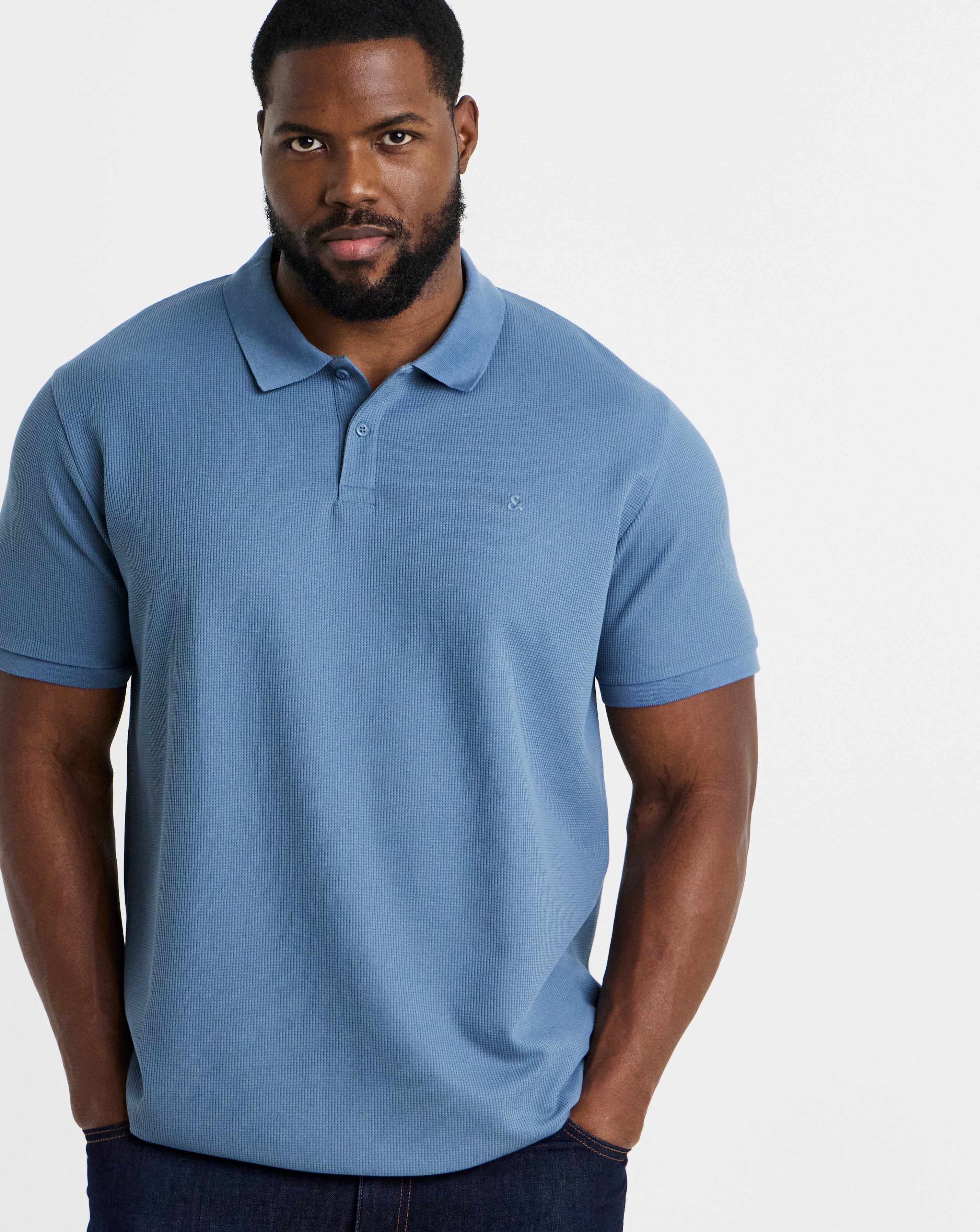 New In - Jack & Jones Austin Waffle Polo - Blue