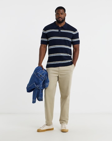 Jack & Jones Maine Knitted Stripe Polo - Navy