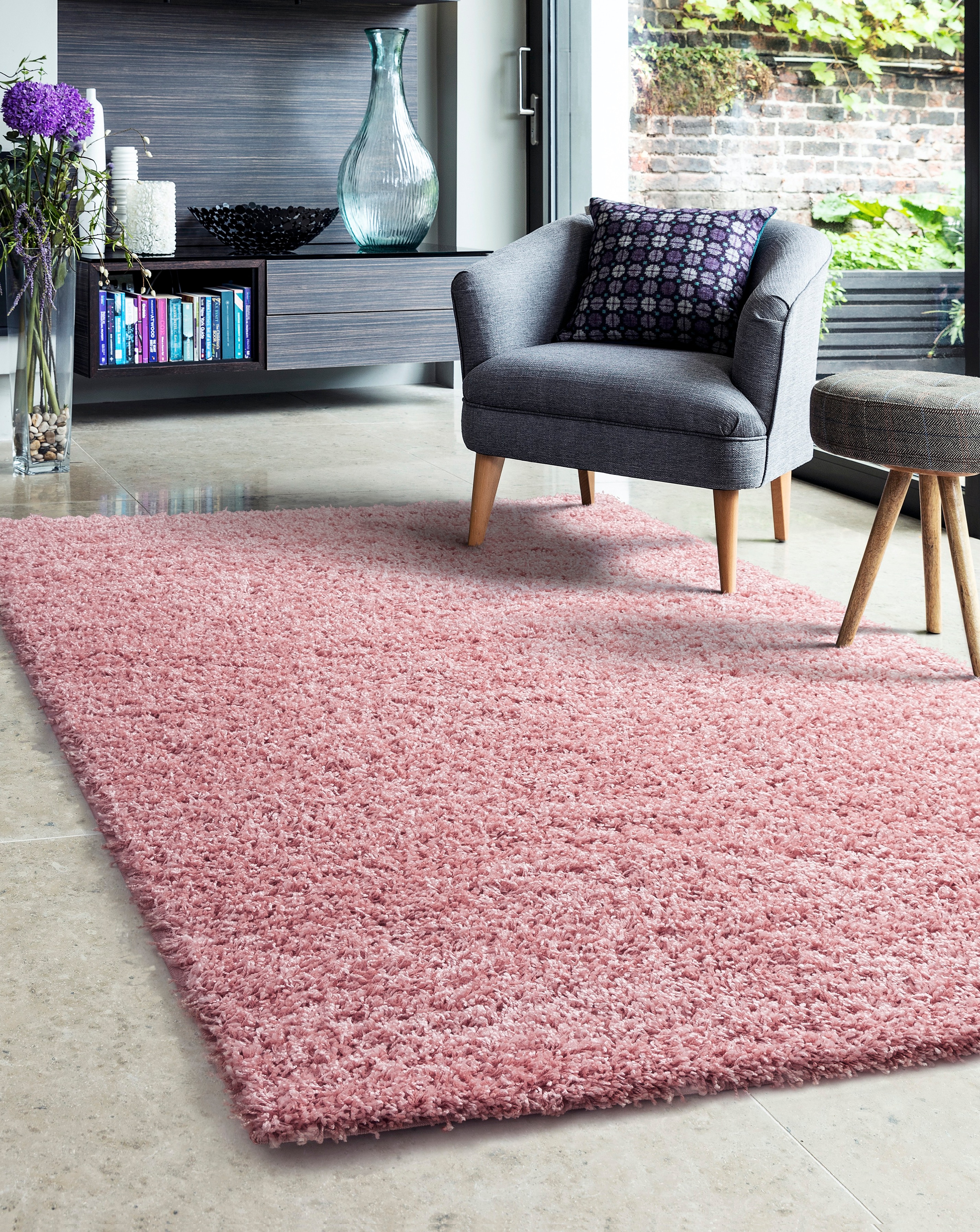 Jazz Shaggy Cosy Rug - Blush