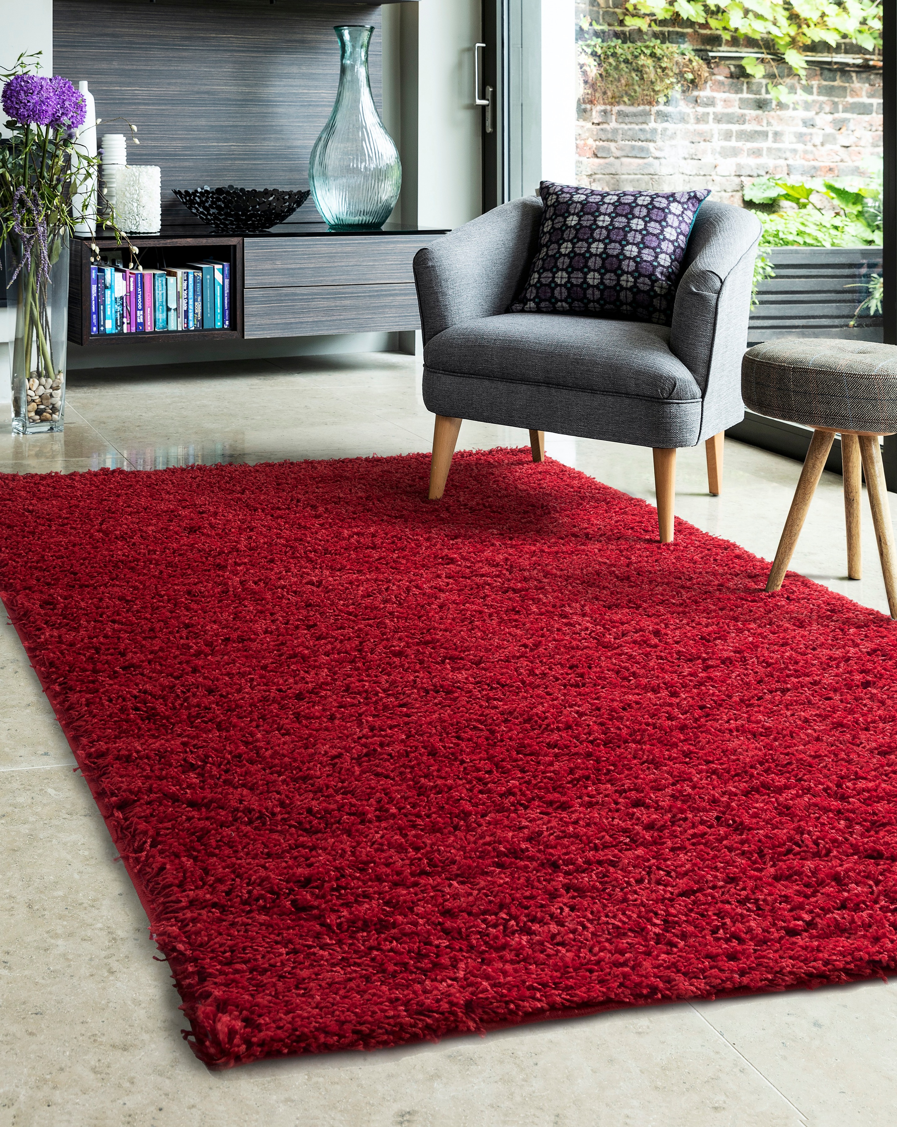 Jazz Shaggy Cosy Rug - Red