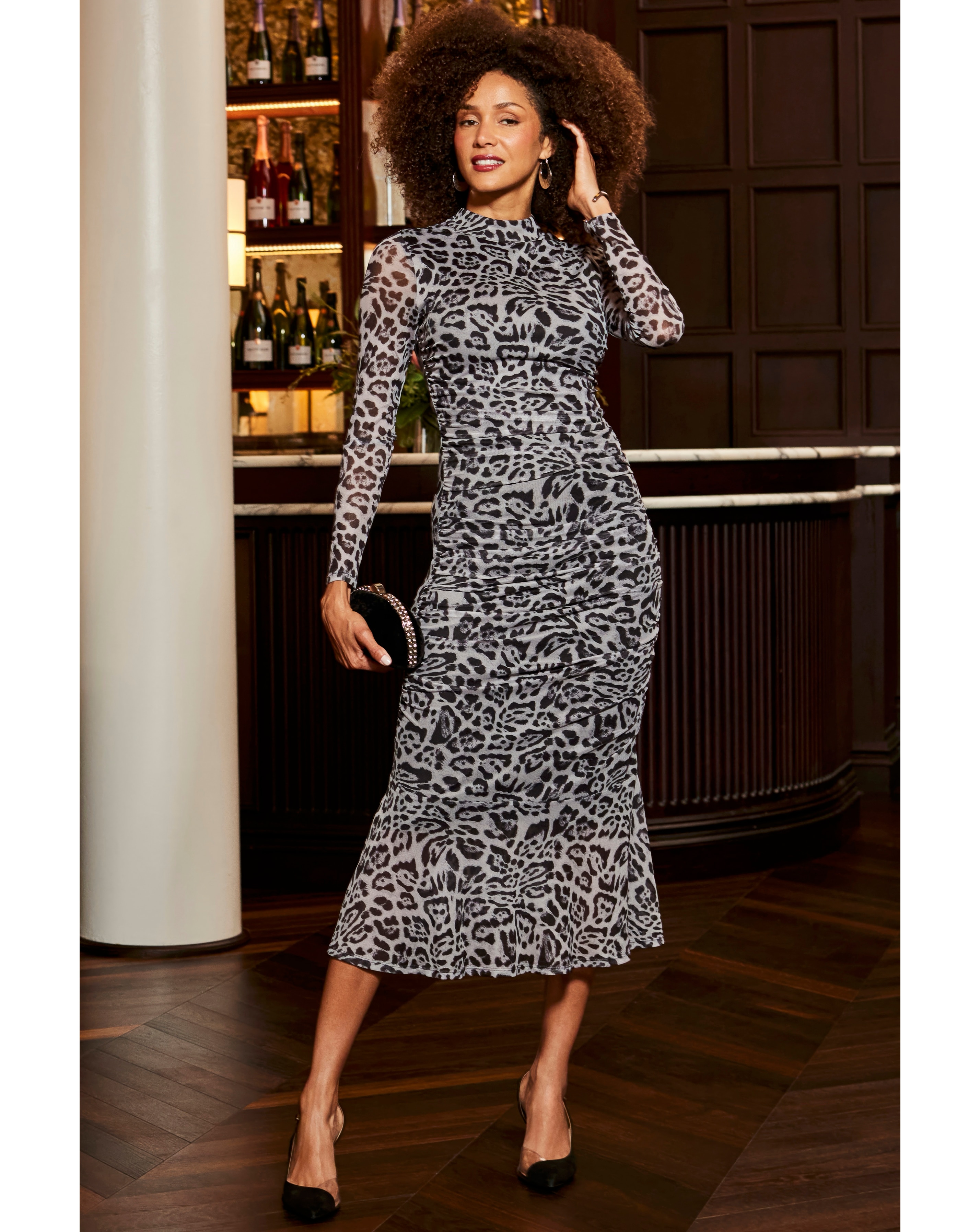 Sosandar Animal Print Fitted Dress