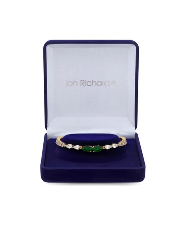 Jon Richard Gold Plated Cubic Zirconia Emerald Green Pear Bracelet - Gift Boxed