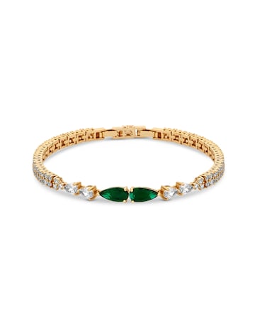 Jon Richard Gold Plated Cubic Zirconia Emerald Green Pear Bracelet - Gift Boxed