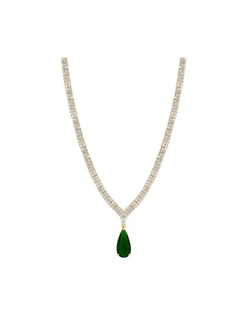 Jon Richard Gold Plated Cubic Zirconia Emerald Green Pear Necklace - Gift Boxed