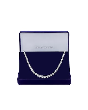Jon Richard Rhodium Plated Cubic Zirconia Graduated Tennis Necklace - Gift Boxed
