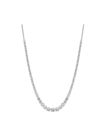 Jon Richard Rhodium Plated Cubic Zirconia Graduated Tennis Necklace - Gift Boxed