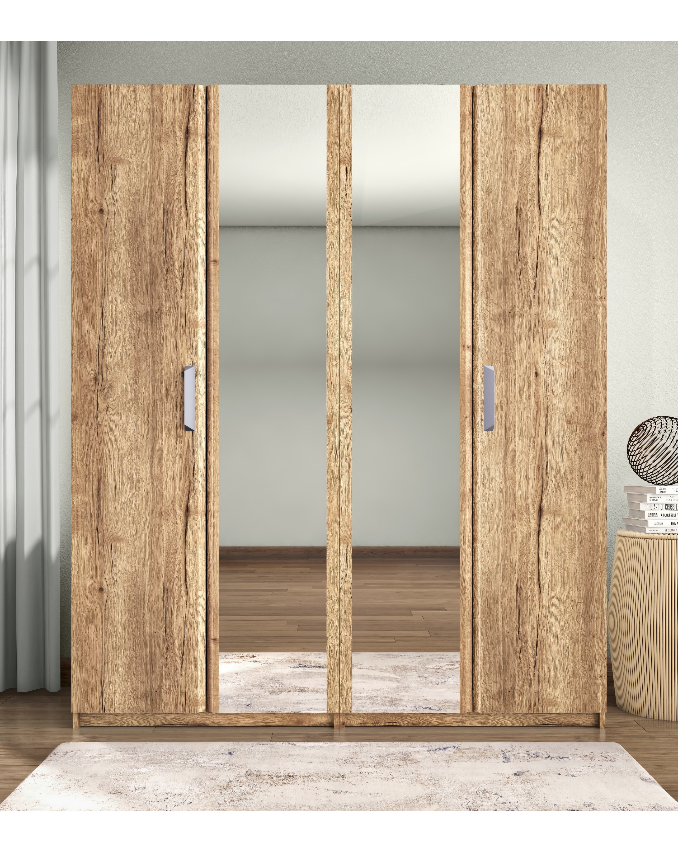 Lugo 4 Door Wardrobe with Mirror