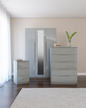 Sorrento High Gloss Assembled 2 Drawer Bedside Table