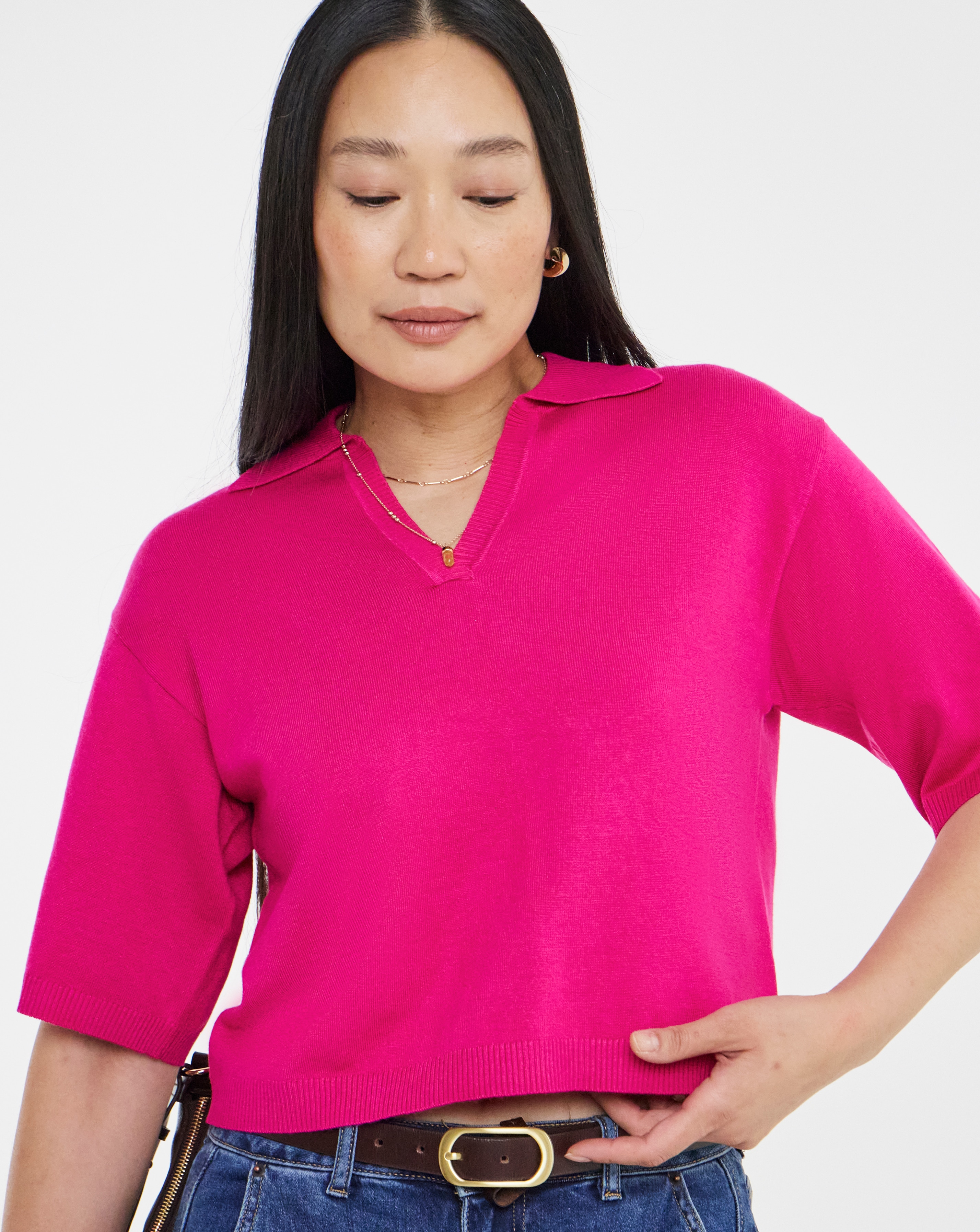 New In - Fine Knit Polo Neck Jumper