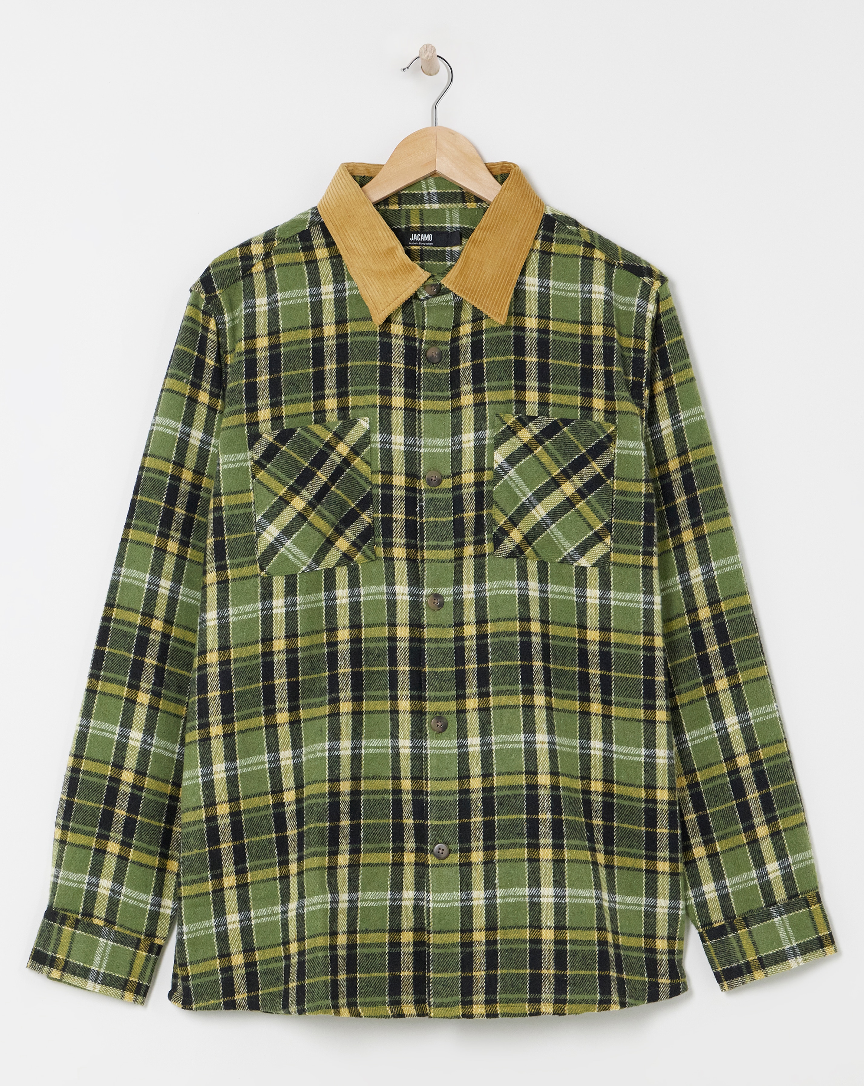 Cord Collar Check Overshirt