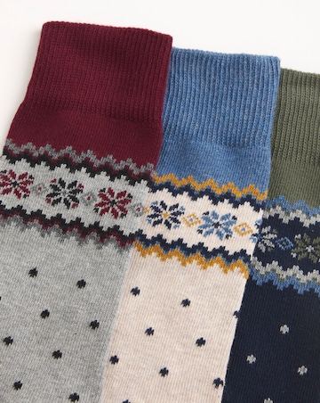 3 Pack Fairisle Socks