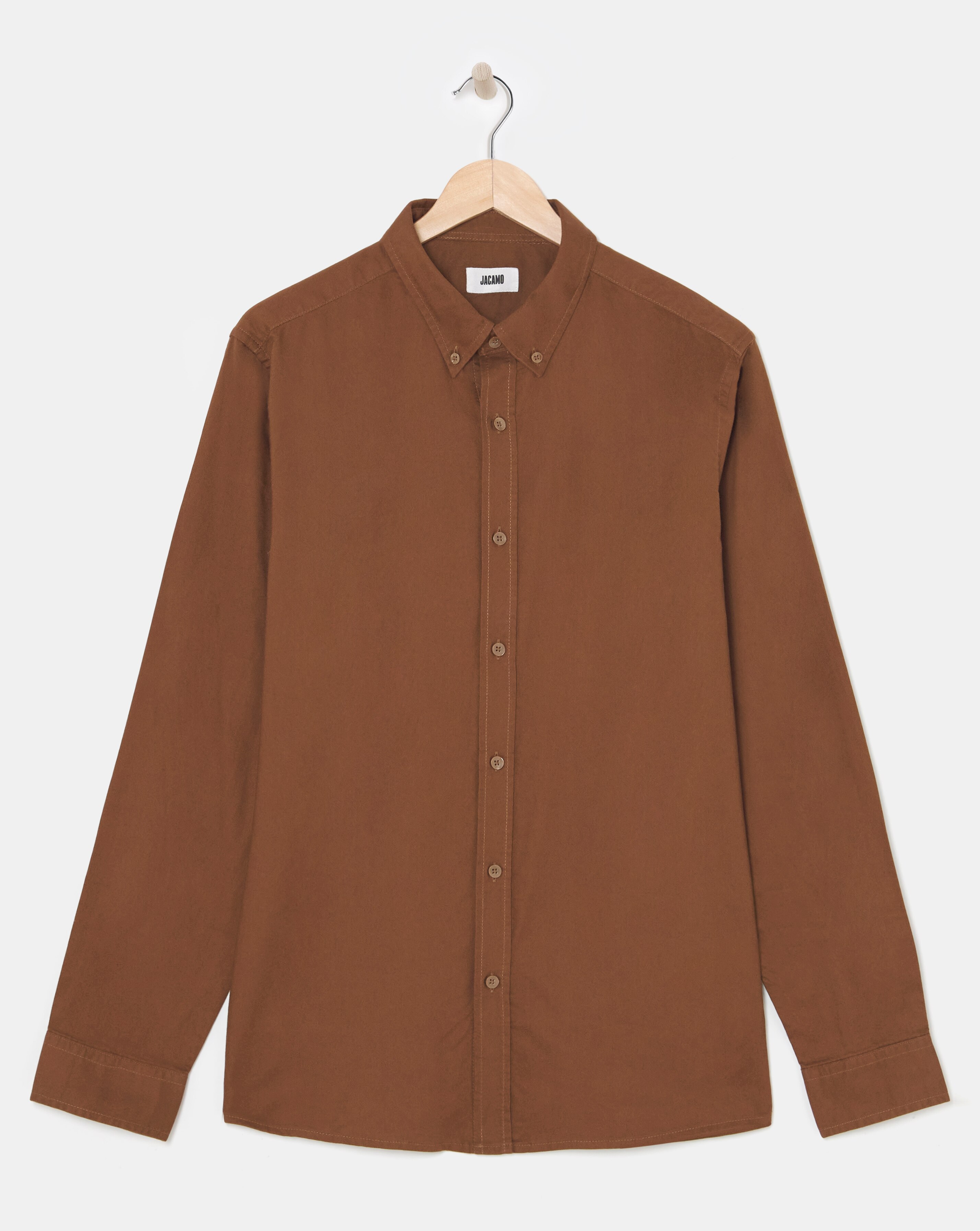 Long Sleeve Brown Oxford Shirt Regular