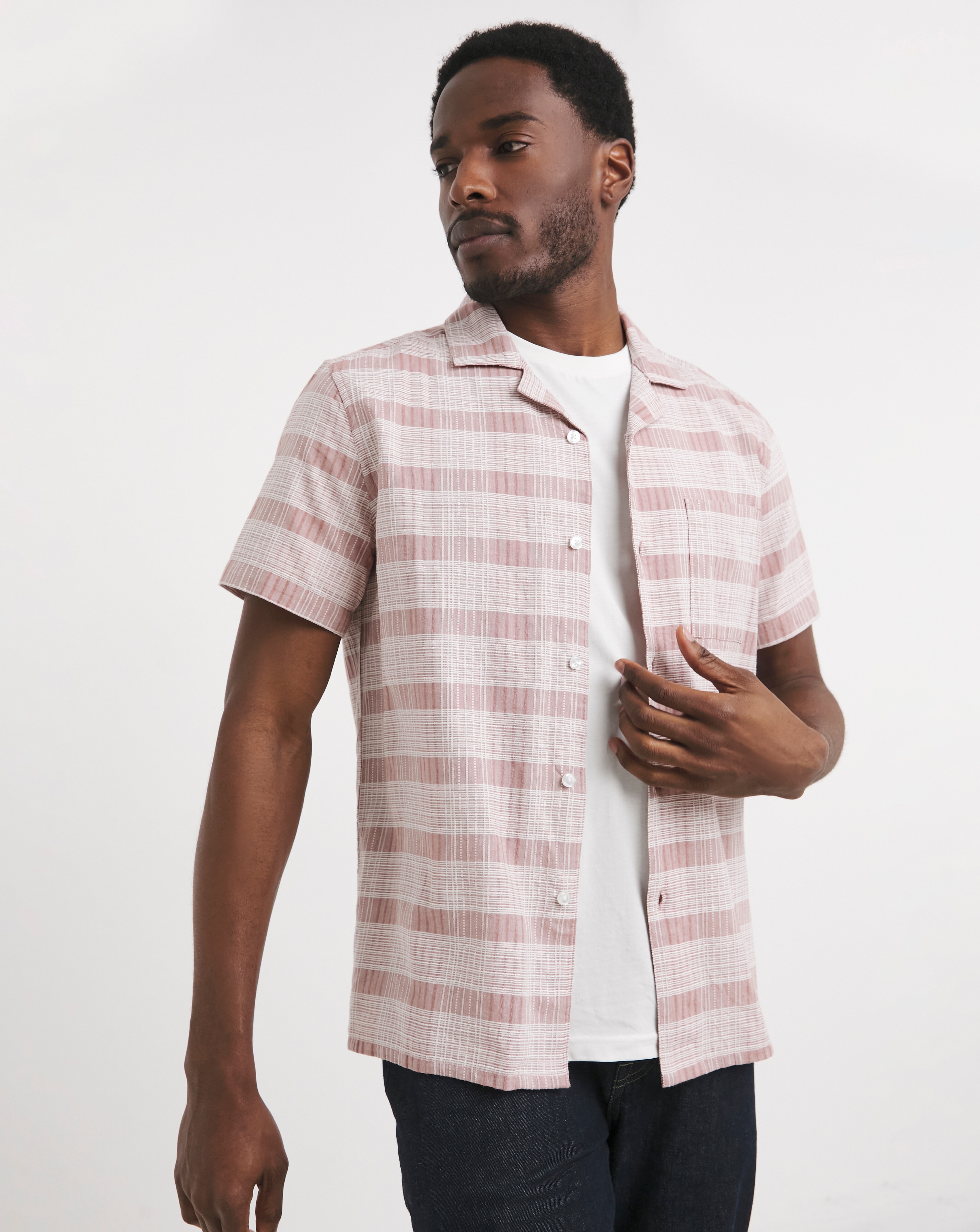 Short Sleeve Textured Check Shirt