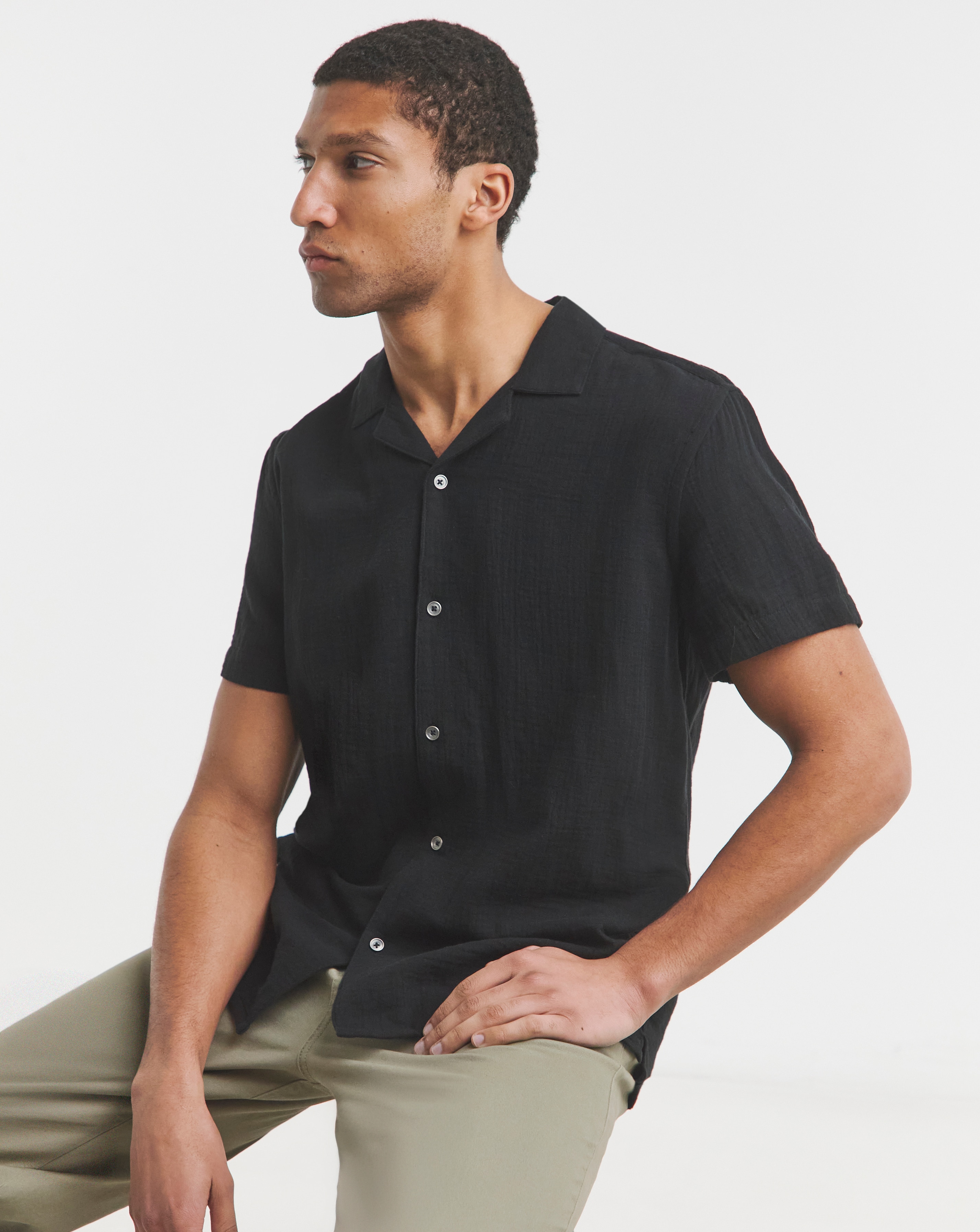 Short Sleeve Revere Cheesecloth Shirt