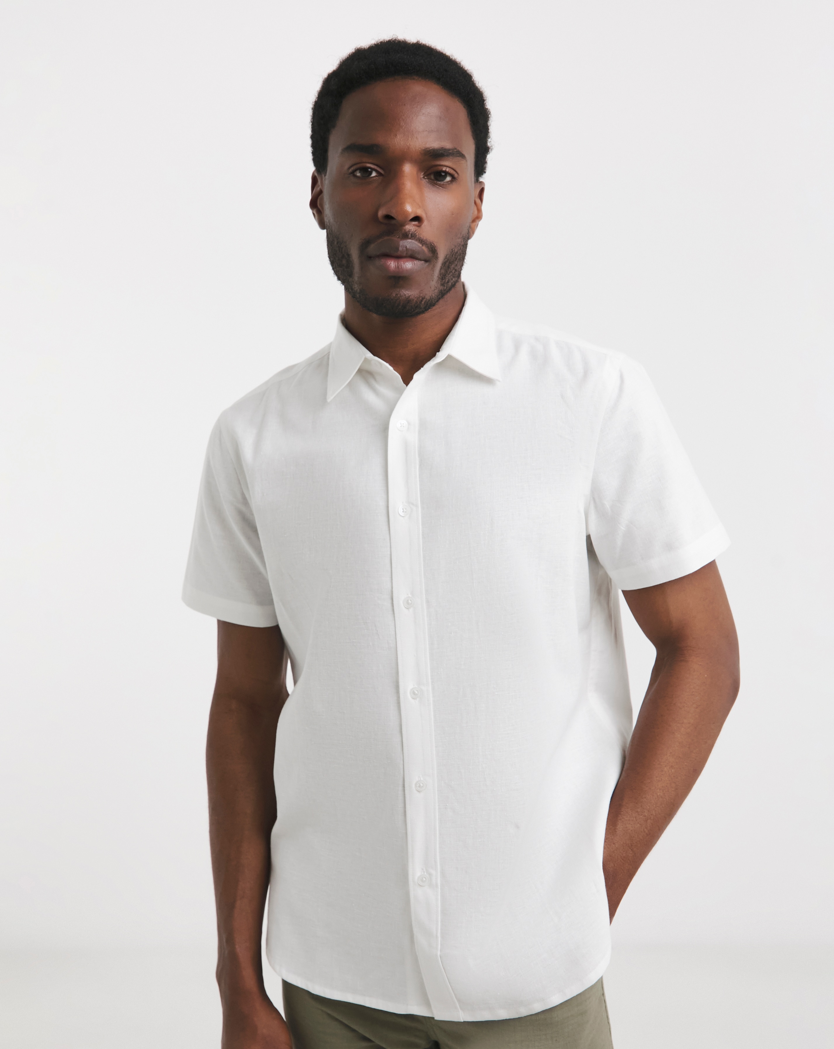 Short Sleeve Linen Blend Shirt