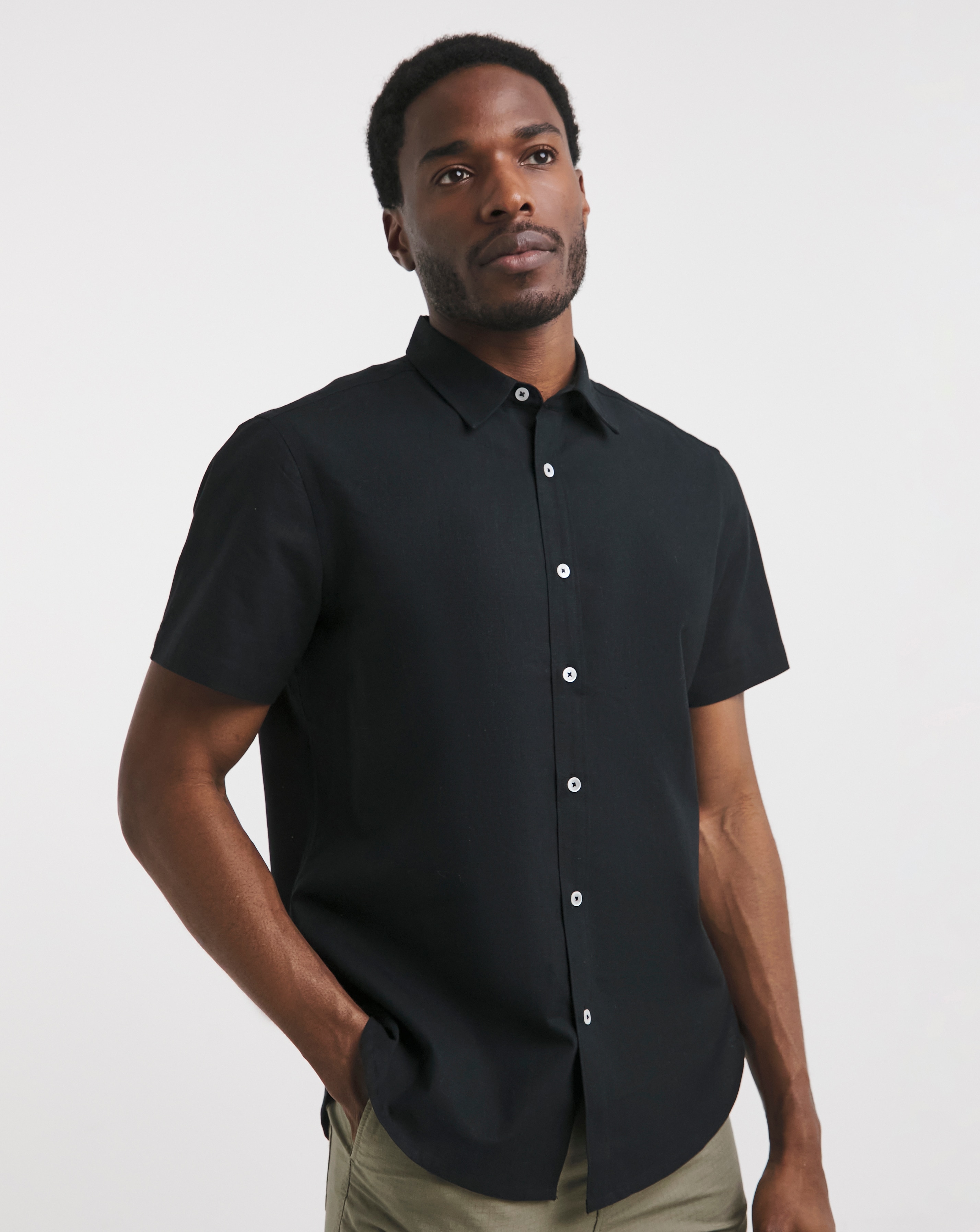 Short Sleeve Linen Blend Shirt