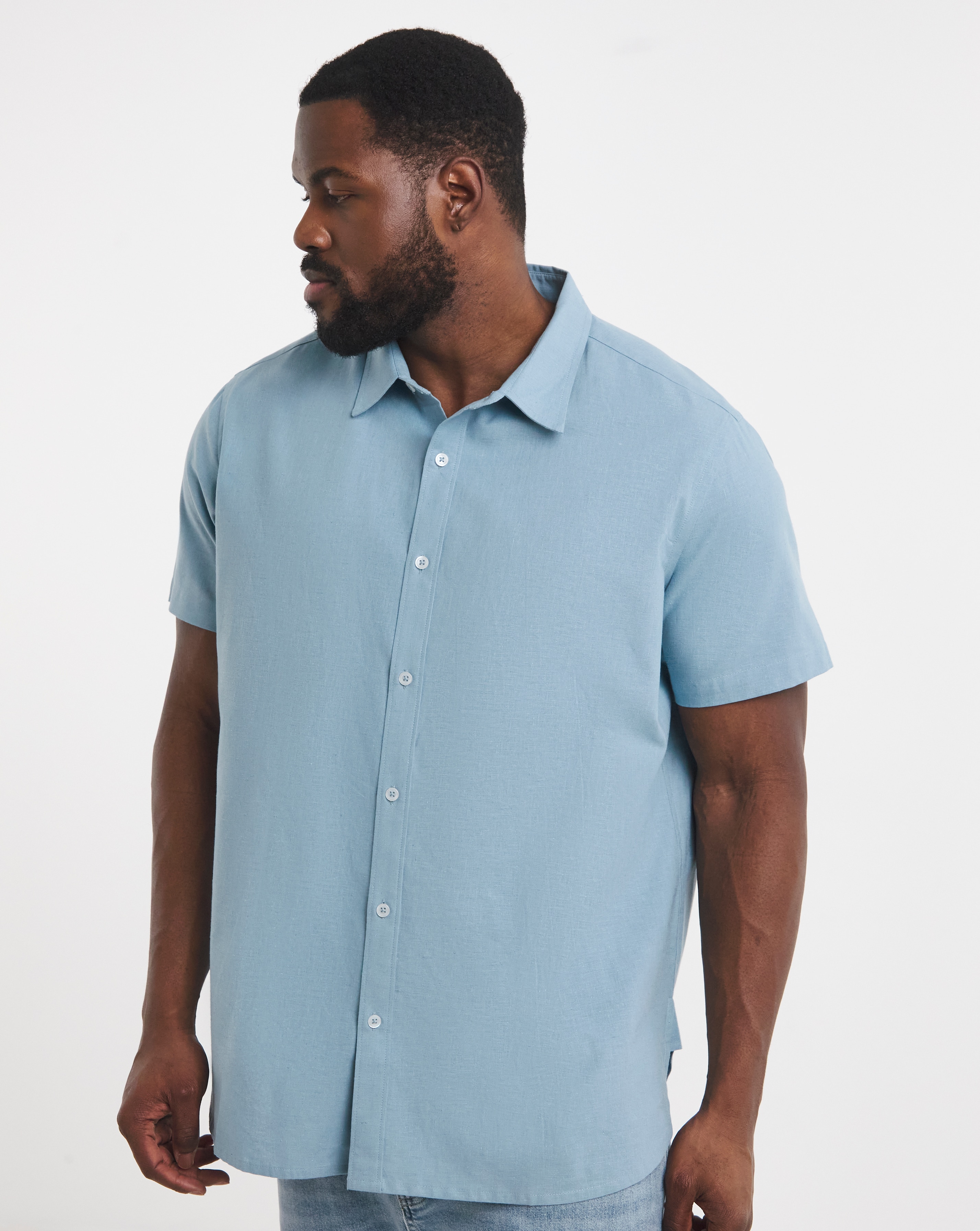 Short Sleeve Linen Blend Shirt