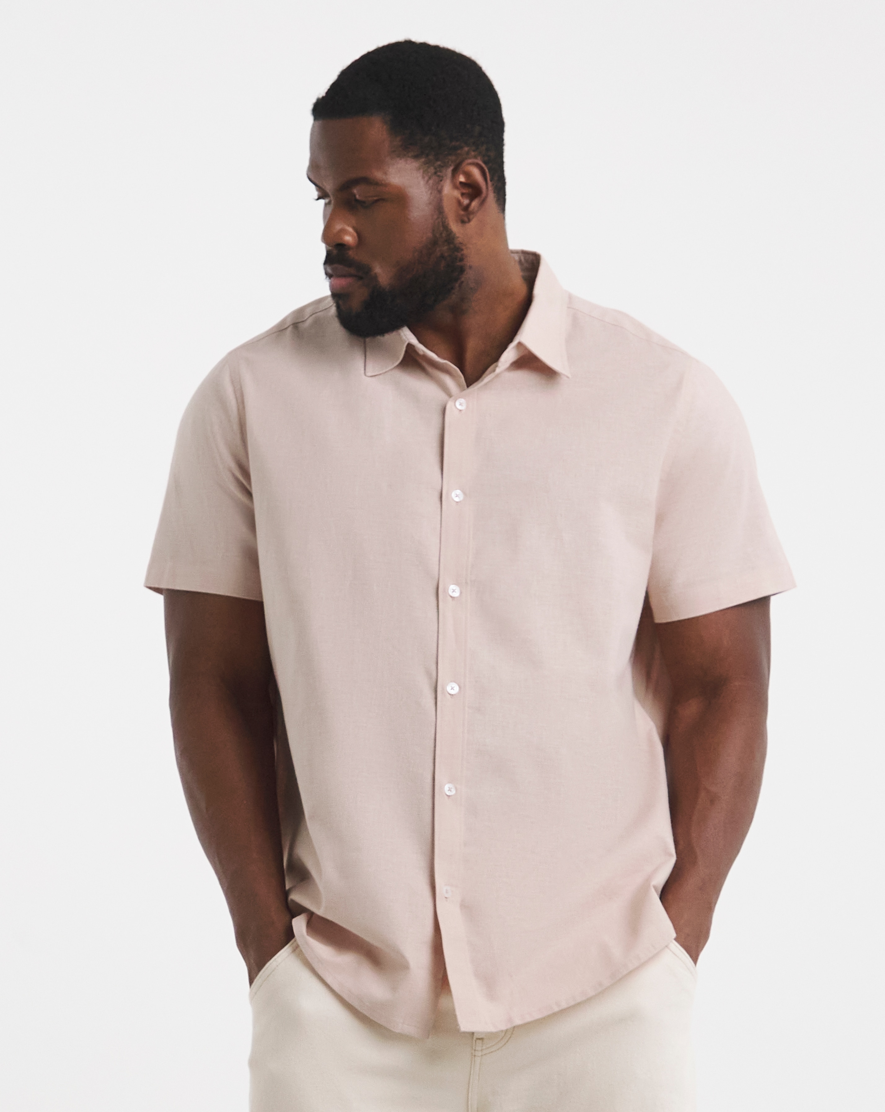 Short Sleeve Linen Blend Shirt
