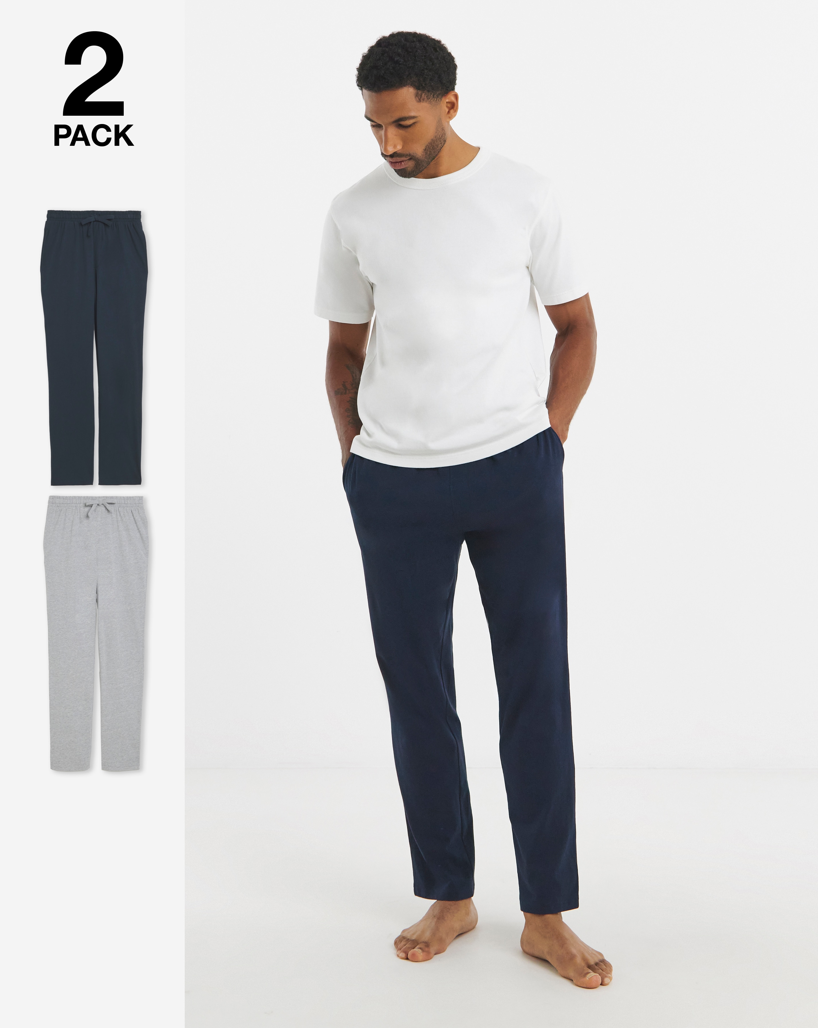 2 Pack Open Hem Lounge Joggers- Grey/Nav
