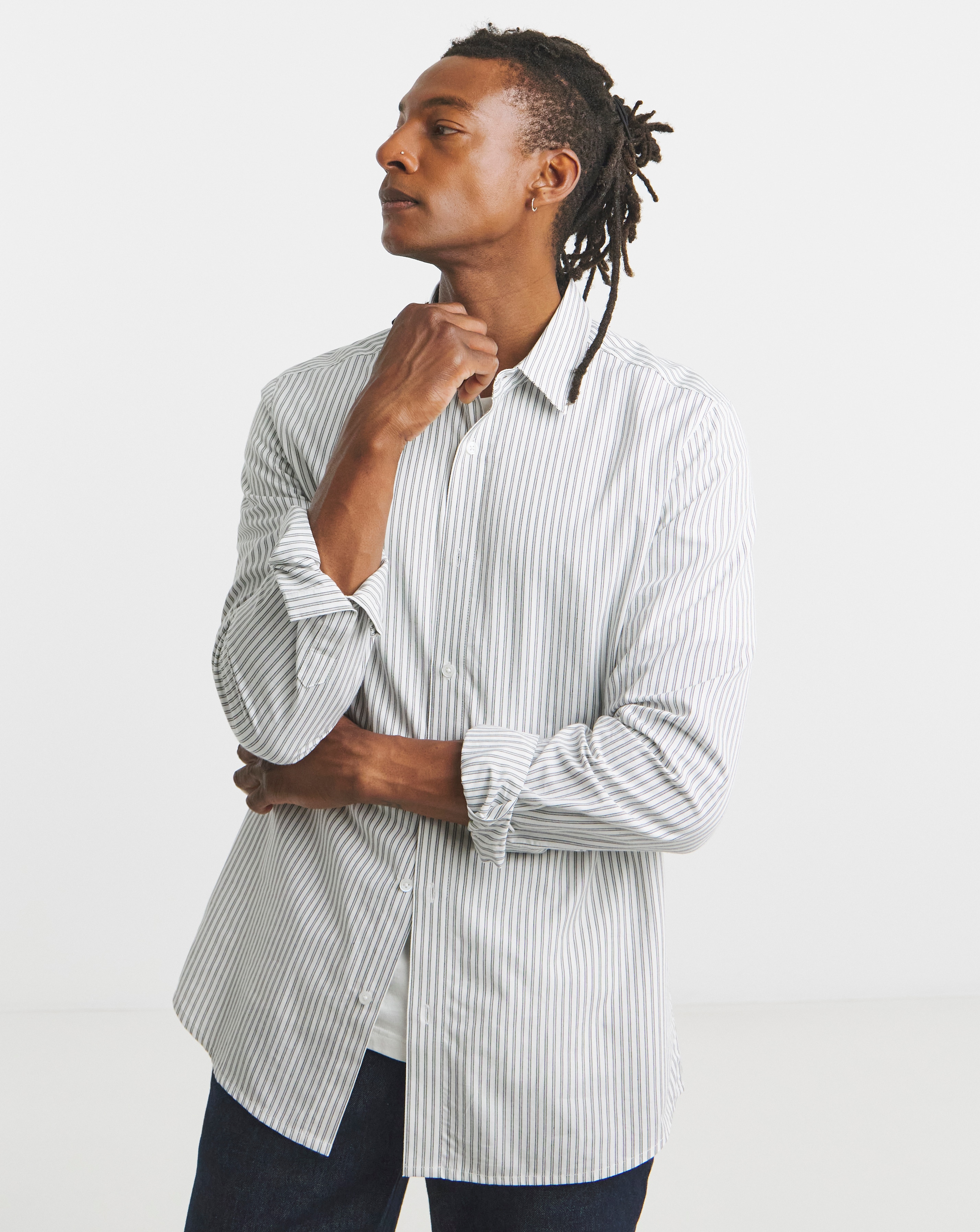 Long Sleeve Poplin Stripe Shirt