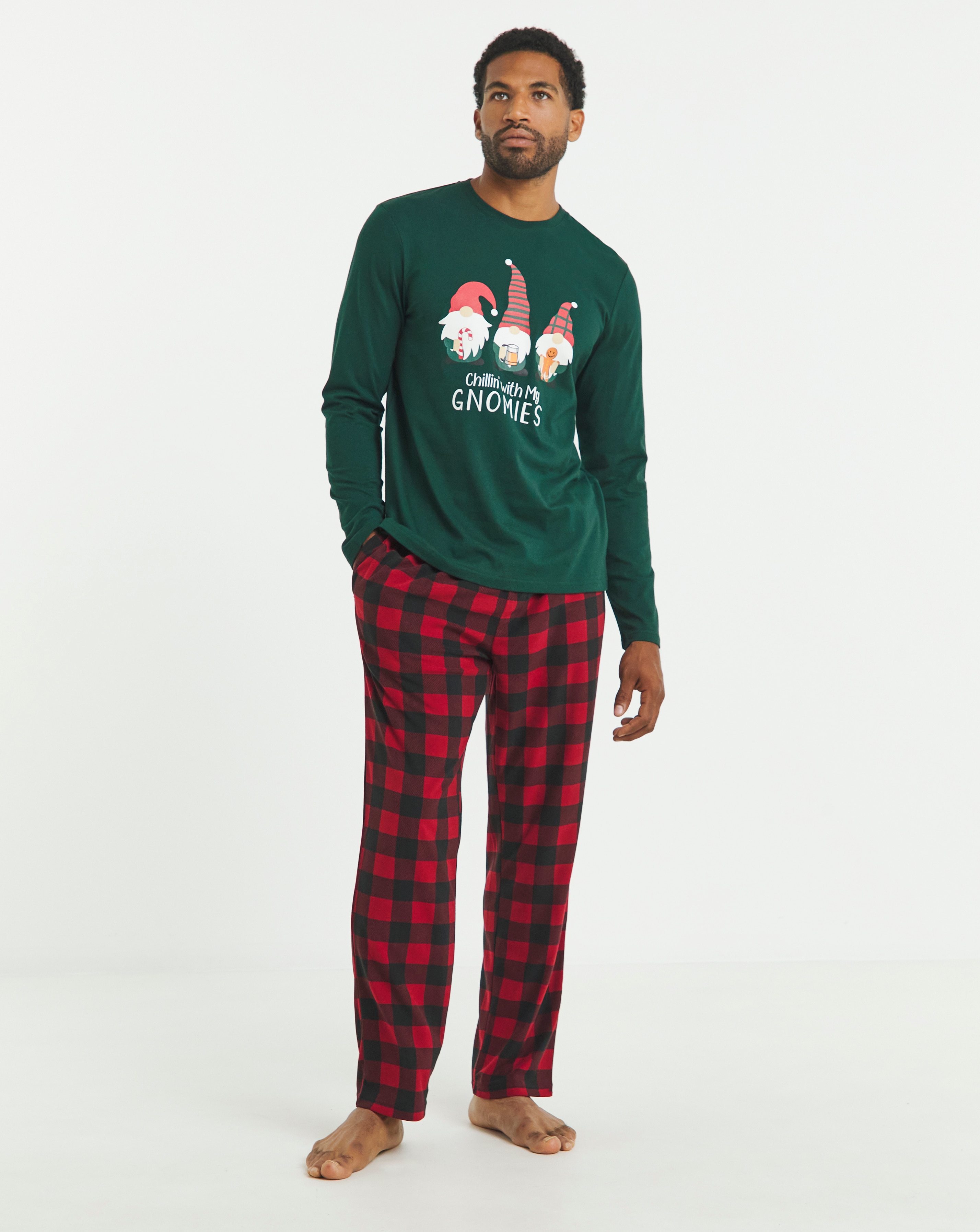 Christmas Gnomies Graphic Check Pyjamas