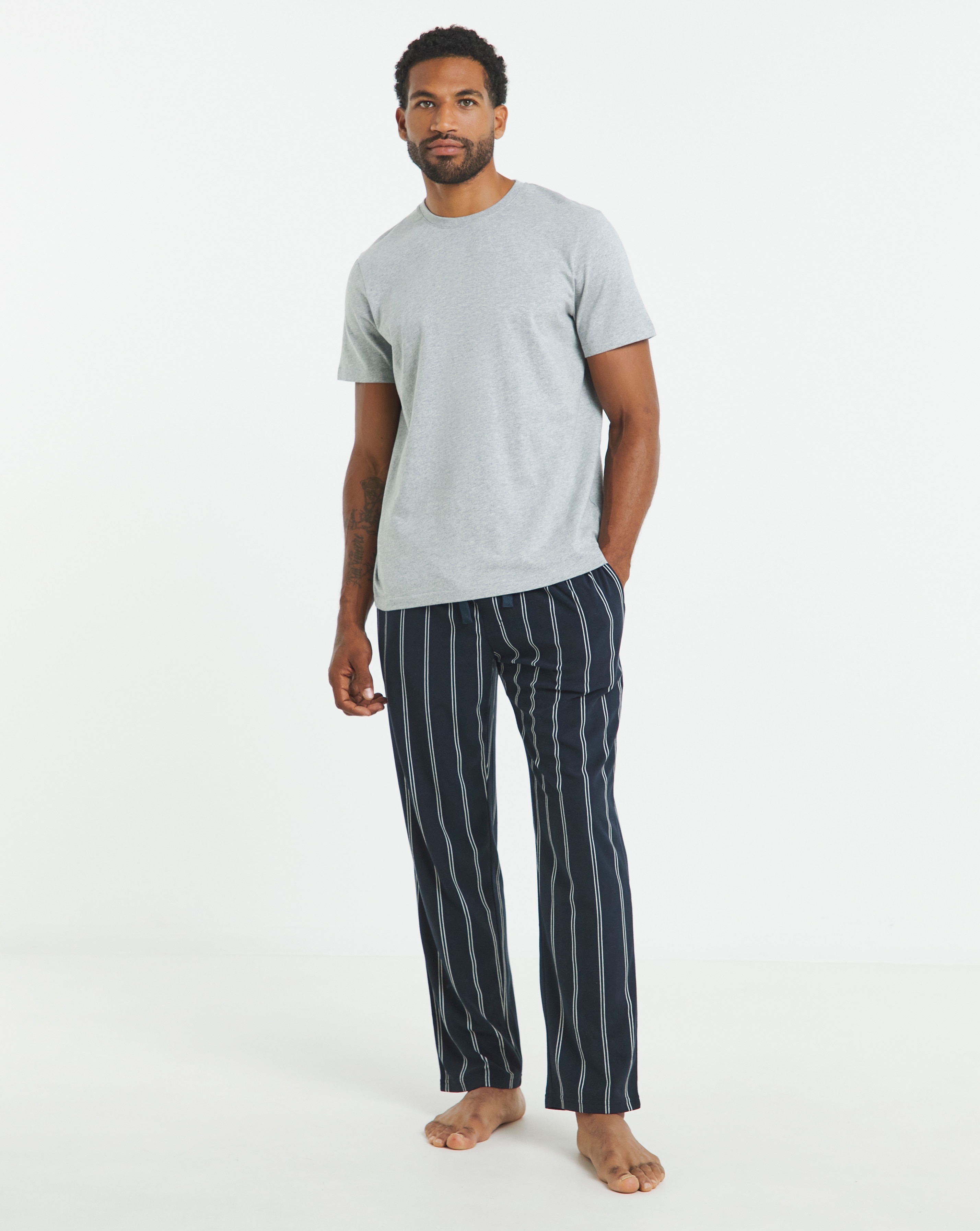 Jersey Top Stripe Bottom Pyjamas